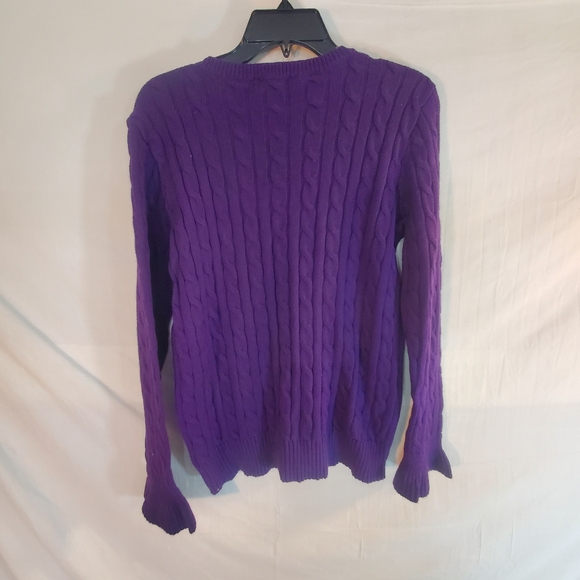 Lauren Ralph Lauren Women’s Size Large Purple Cable Knit Sweater New with Tags - Picture 4 of 5